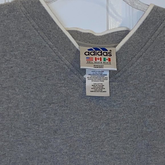 EUC Men's Sweater Vest Adidas Embroidered.  Men's Large Grey w/ white - Picture 2 of 3